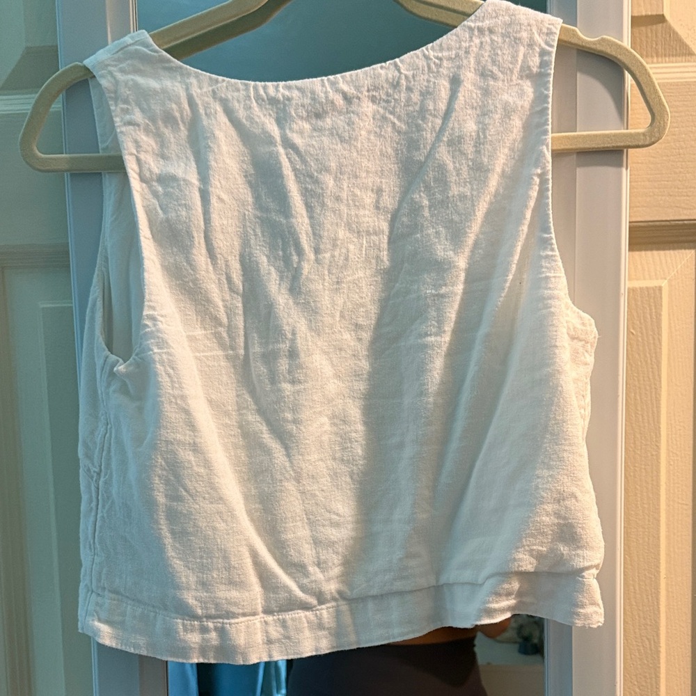 White Linen Sleeveless Top - Picture 3 of 3